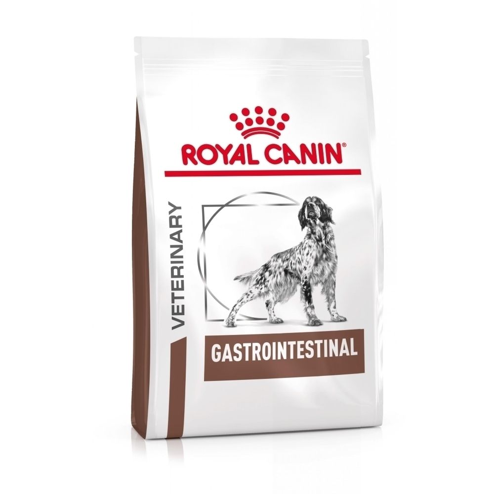 Sac de 2 kg de nourriture Royal Canin Gastrointestinal pour chien, vue de face.