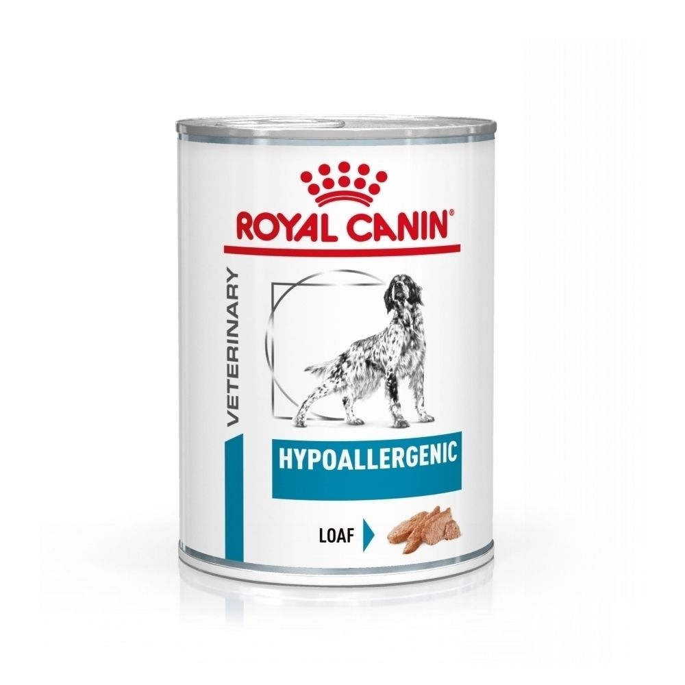 Nourriture vétérinaire Royal Canin Hypoallergénique en conserve.