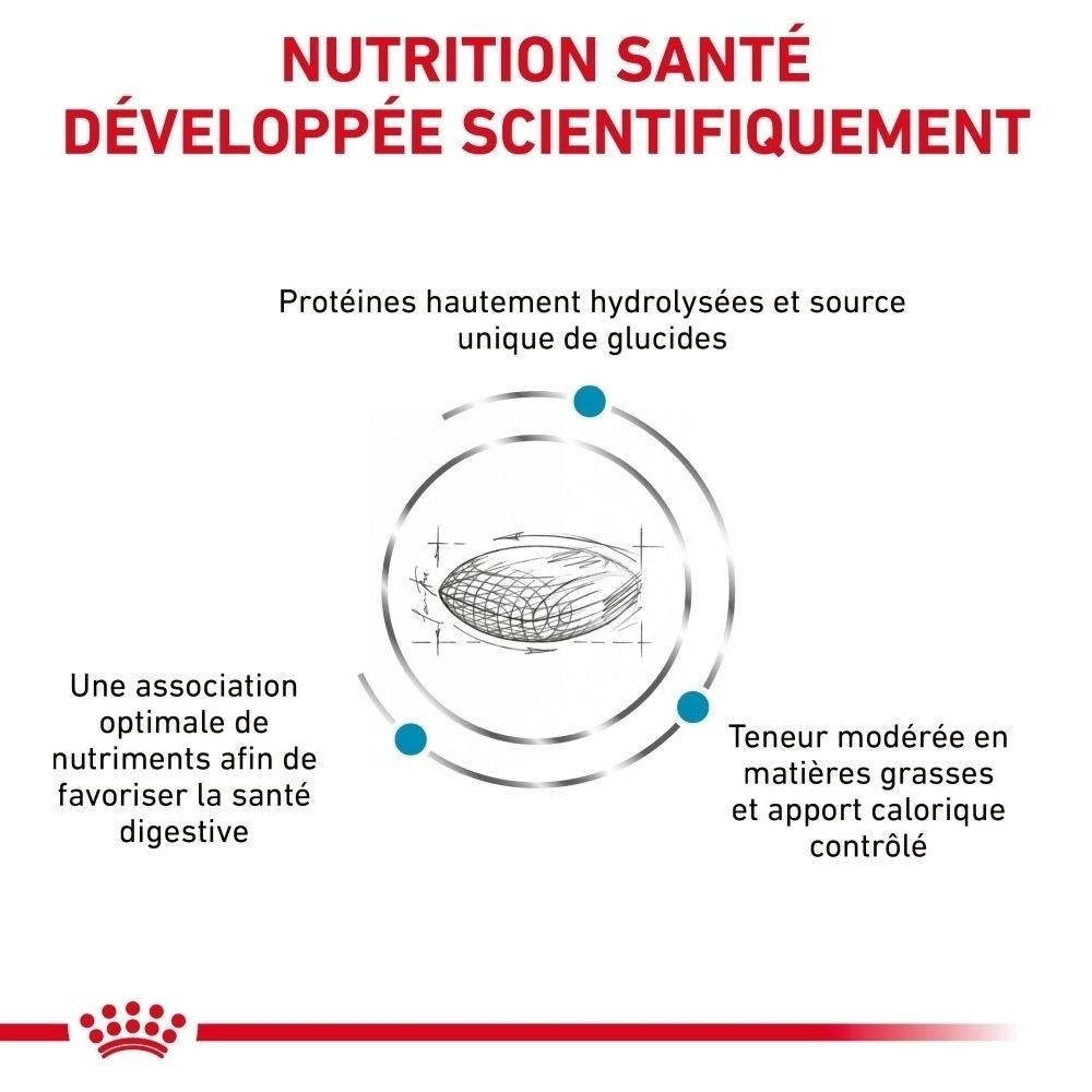 Arrière d'un sac de nourriture pour chien avec tableaux d'alimentation et informations produit.