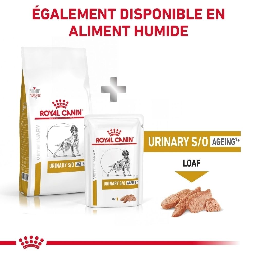 Royal Canin VET-D Urinary S/O Ageing7+ 8kg : Également disponible en alimentation humide.