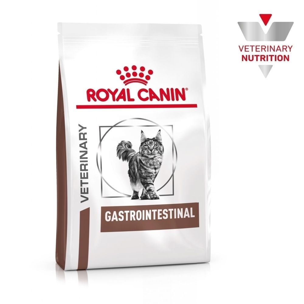 Avant d'un paquet de 2 kg de croquettes ROYAL CANIN® Veterinary Gastrointestinal pour chats.