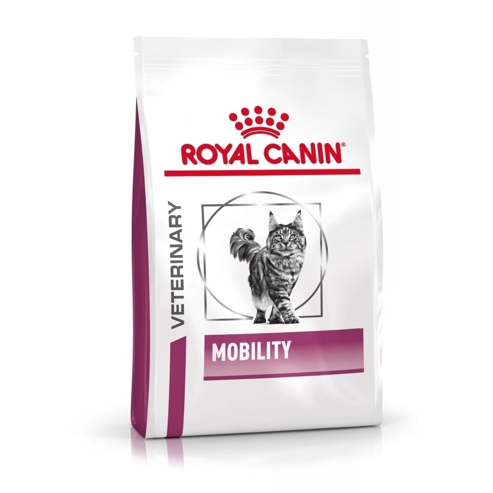 Sac de nourriture Royal Canin Veterinary Mobility pour chats, avec motif de chat.