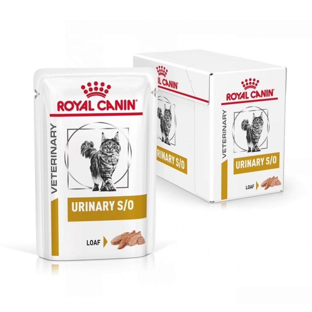 Boîte Royal Canin Veterinary Urinary S/O Loaf de 12 sachets.