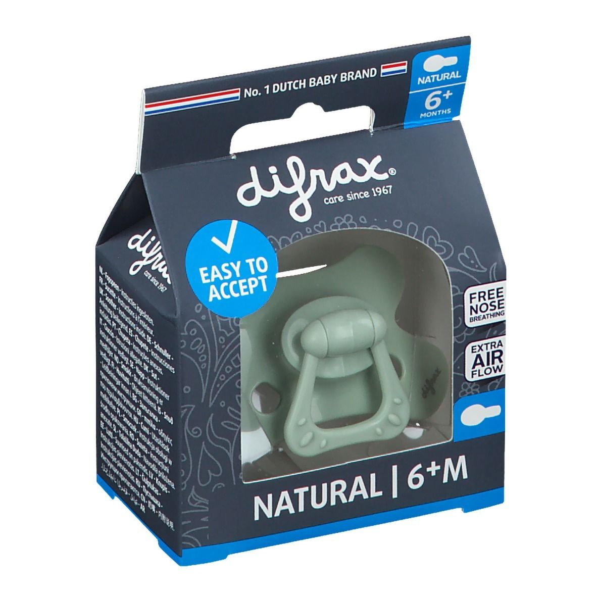 Difrax® Sucette Natural +6 Mois - Pistache (Couleur non sélectionnable)