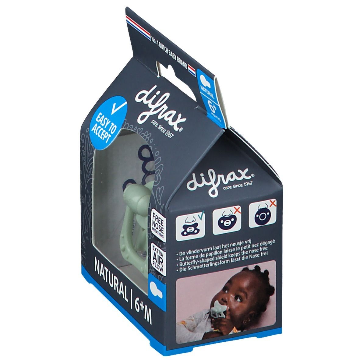 Difrax® Sucette Natural +6 Mois - Pistache (Couleur non sélectionnable)