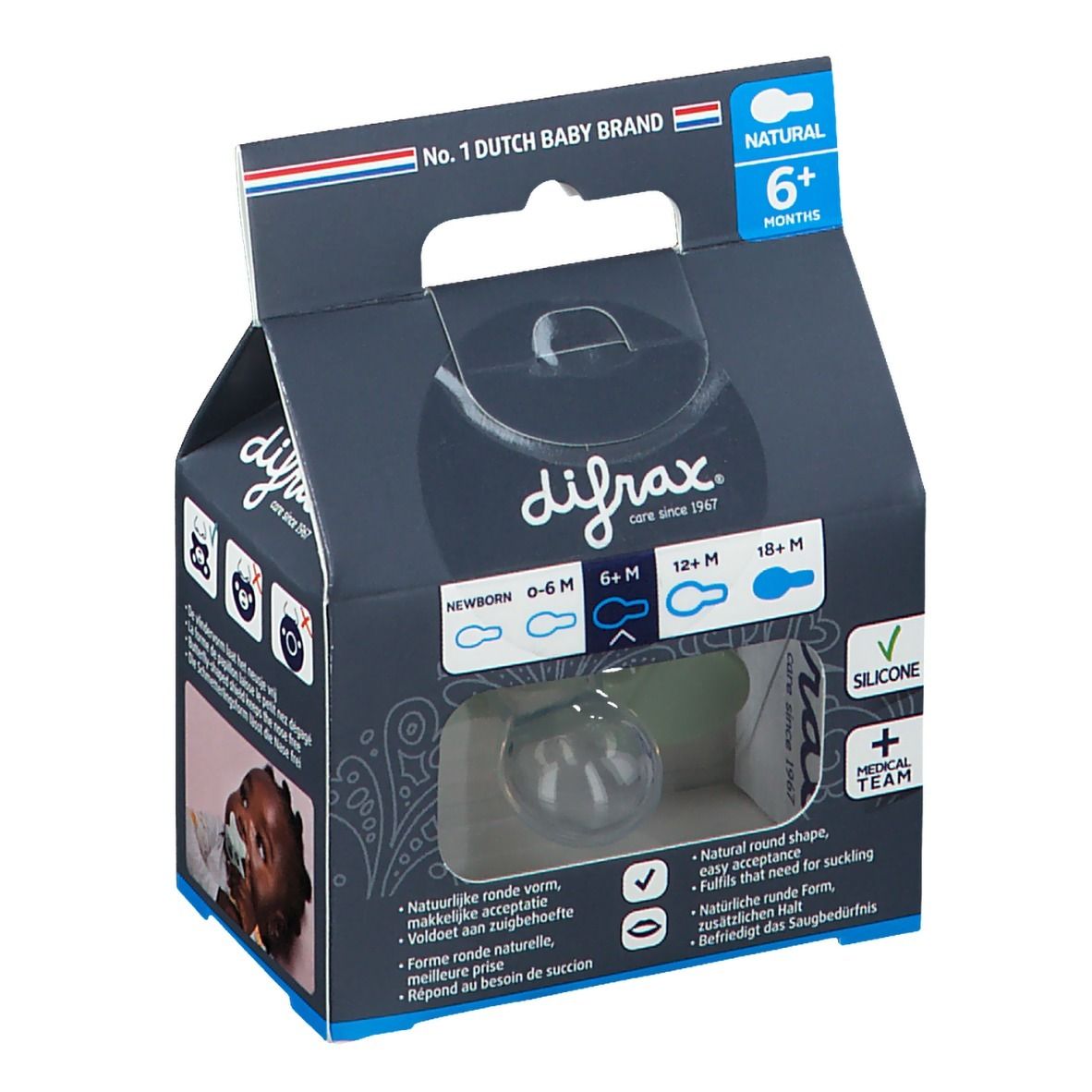 Difrax® Sucette Natural +6 Mois - Pistache (Couleur non sélectionnable)