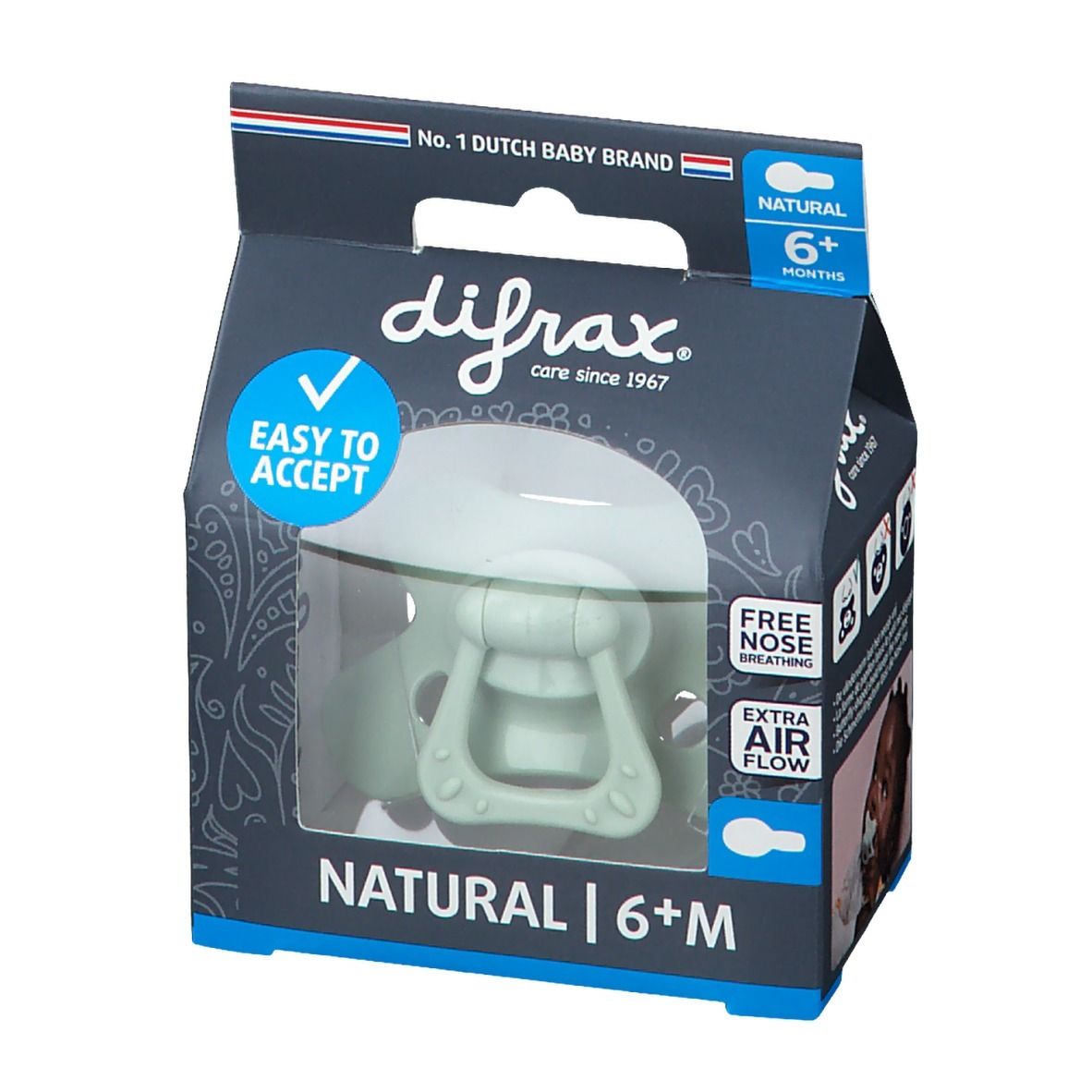 Difrax® Sucette Natural +6 Mois - Pistache (Couleur non sélectionnable)