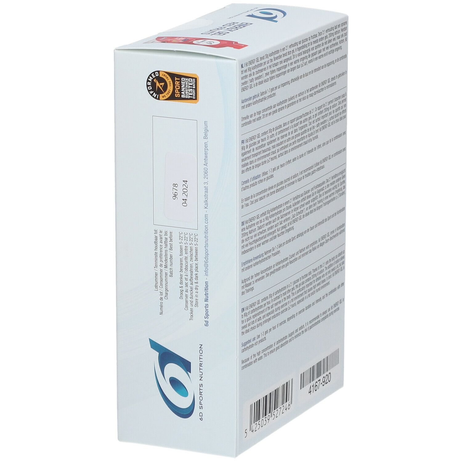 6D SPORTS NUTRITION Energy Gel Fruits Rouges