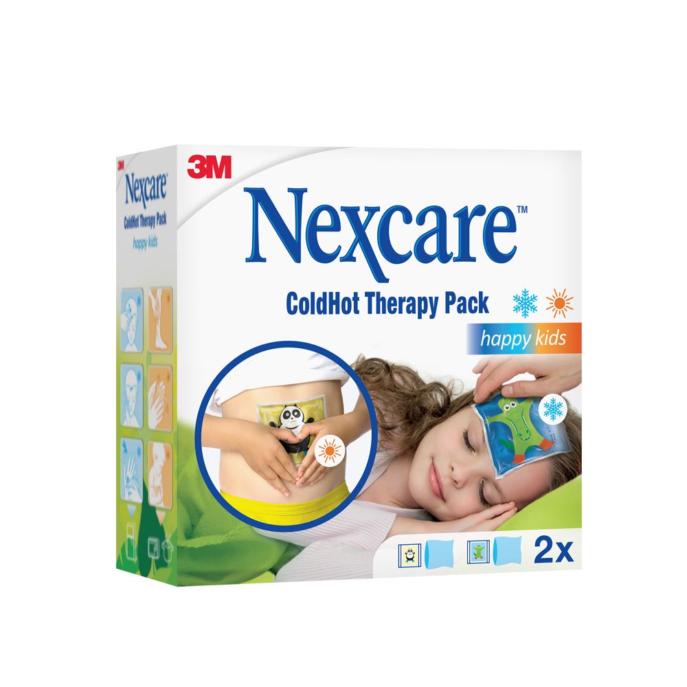 Deux packs de gel carrés avec des motifs d'animaux. Un panda et un crocodile. Les deux sont dans un emballage transparent.