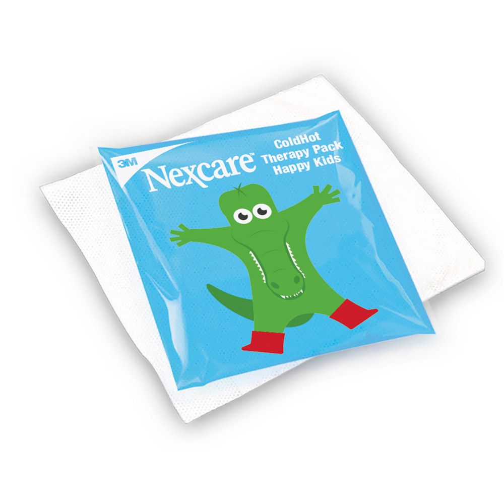 Emballage de Nexcare ColdHot Therapy Pack Happy Kids. L'emballage montre des enfants utilisant le produit.