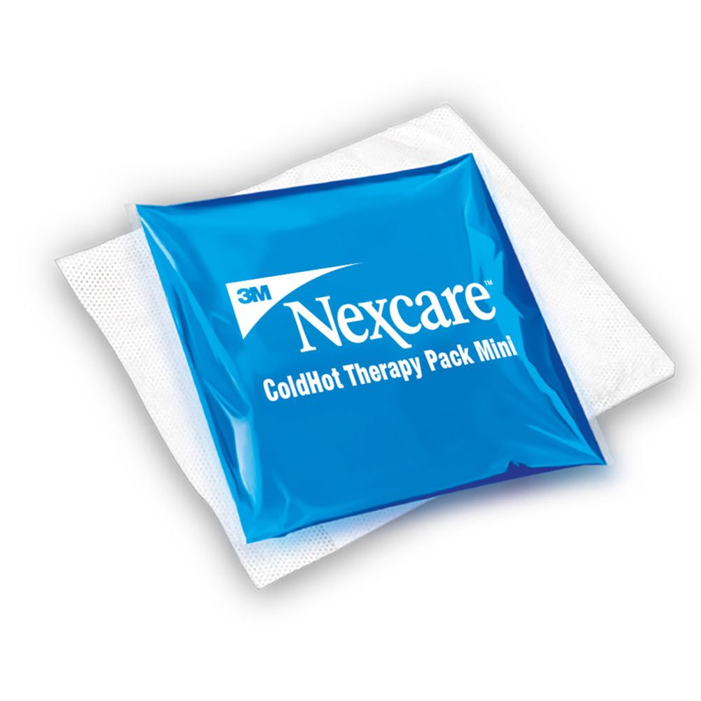 Emballage 3M Nexcare ColdHot Therapy Pack Mini. Image du produit et dimensions : 11 cm x 12 cm.