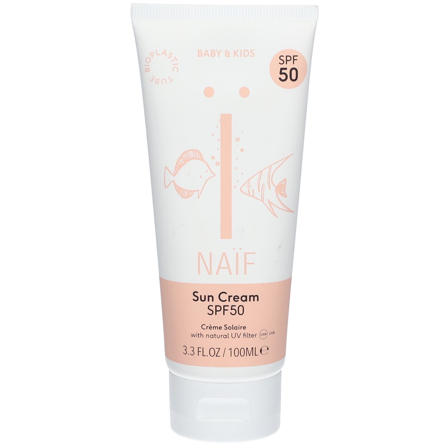 NAIF Crème solaire naturelle pour bébés et enfants SPF50