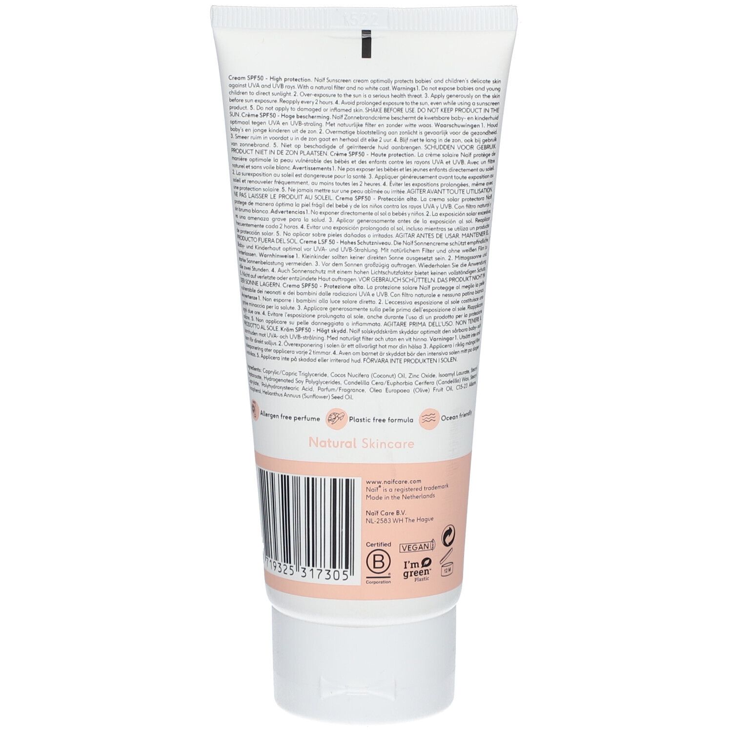 NAIF Crème solaire naturelle pour bébés et enfants SPF50