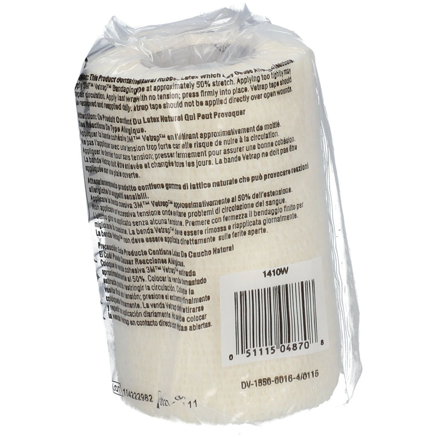 3M™ Vetrap™ Bande cohésive de contention Blanc 10 cm x 4,5 m