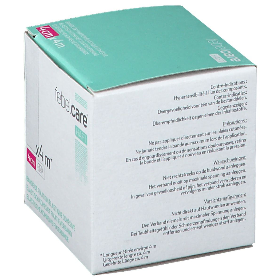 Febelcare® Haft Bande de fixation élastique cohésive 4 cm x 4 m