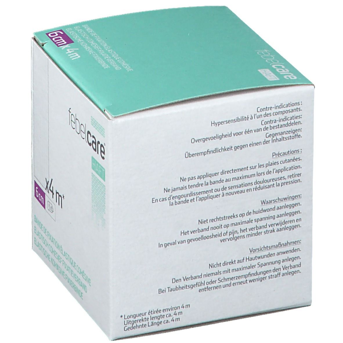 febelcare® HAFT Bande de fixation élastique cohésive 6 cm x 4 m