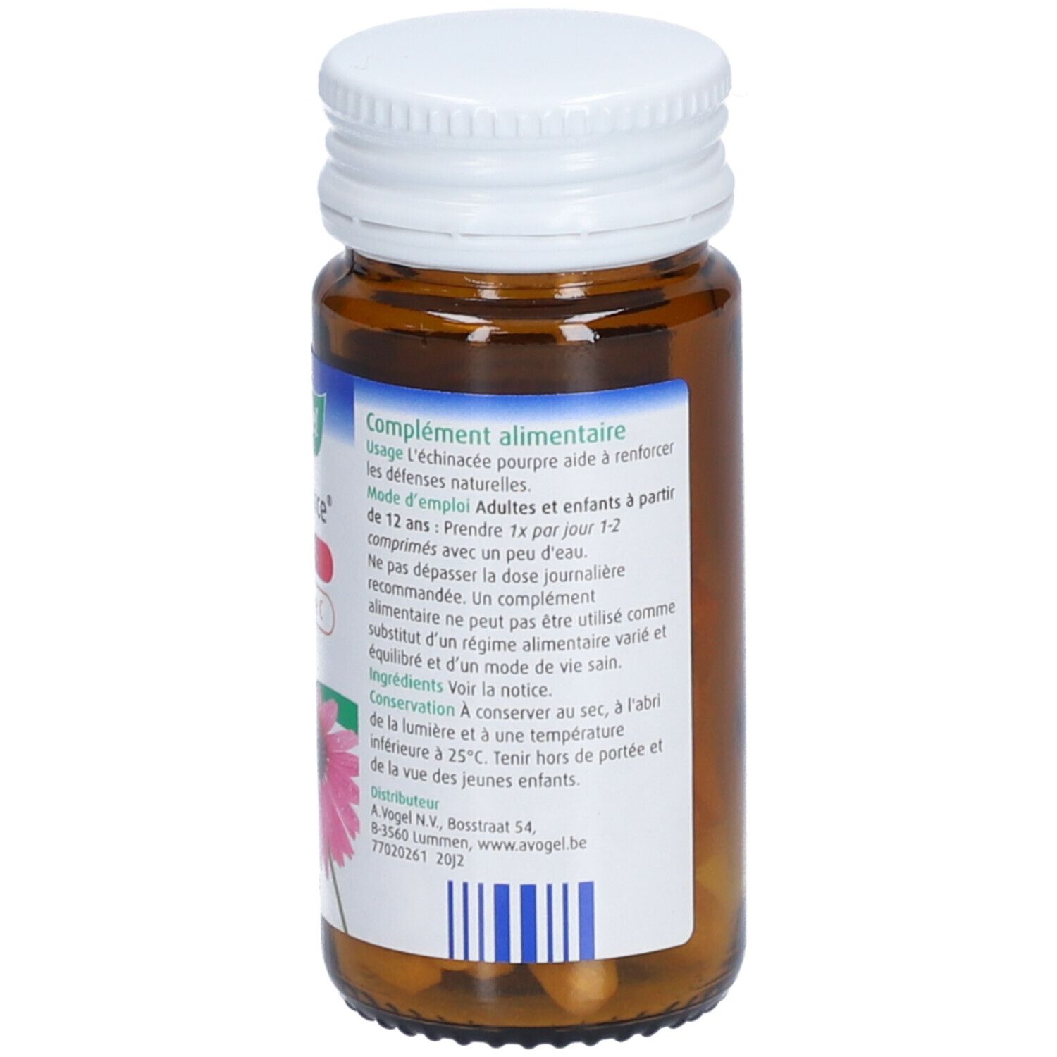 Dos du flacon. A.Vogel Echinaforce Forte + Vitamine C. Informations produit.