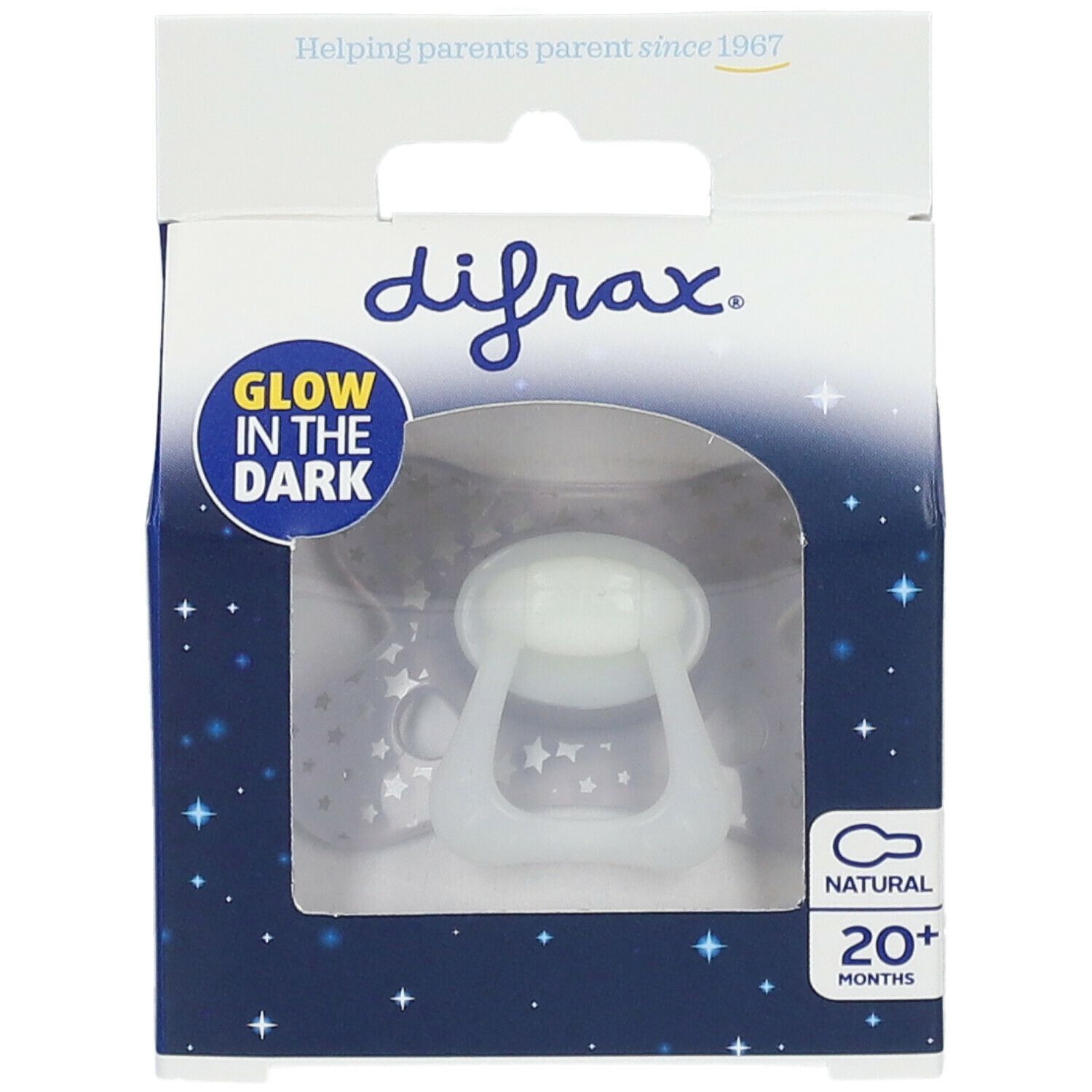 Difrax  Sucette Natural 20+ mois - Glow in the Dark