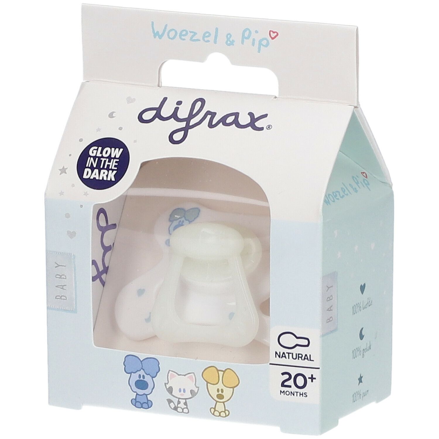Difrax  Sucette Natural 20+ mois - Glow in the Dark