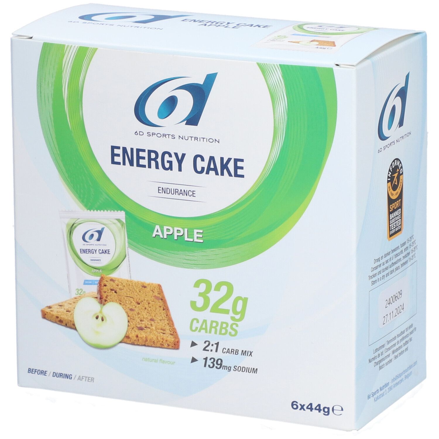 6D SPORTS NUTRITION Energy Cake Pomme