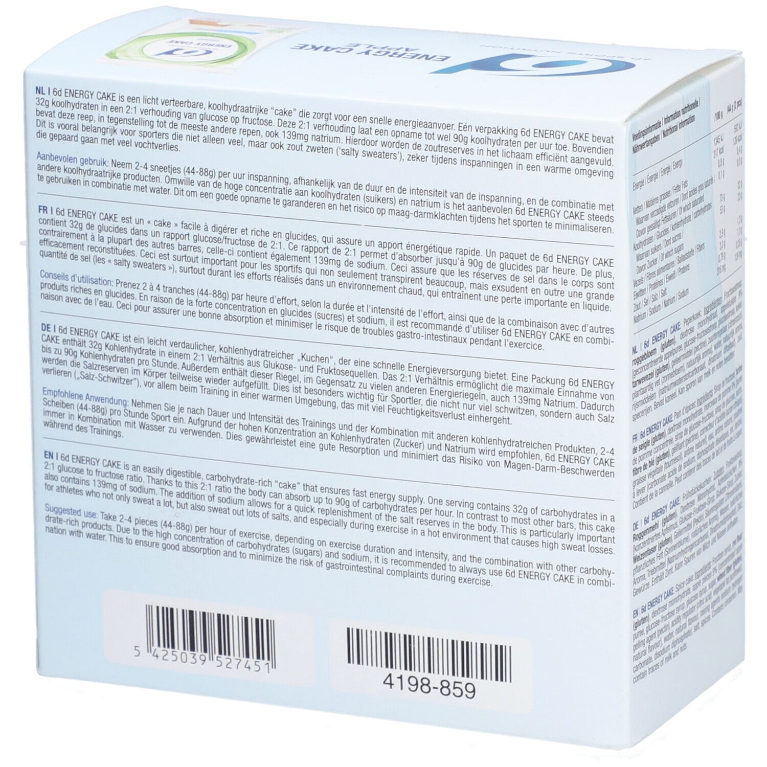 6D SPORTS NUTRITION Energy Cake Pomme
