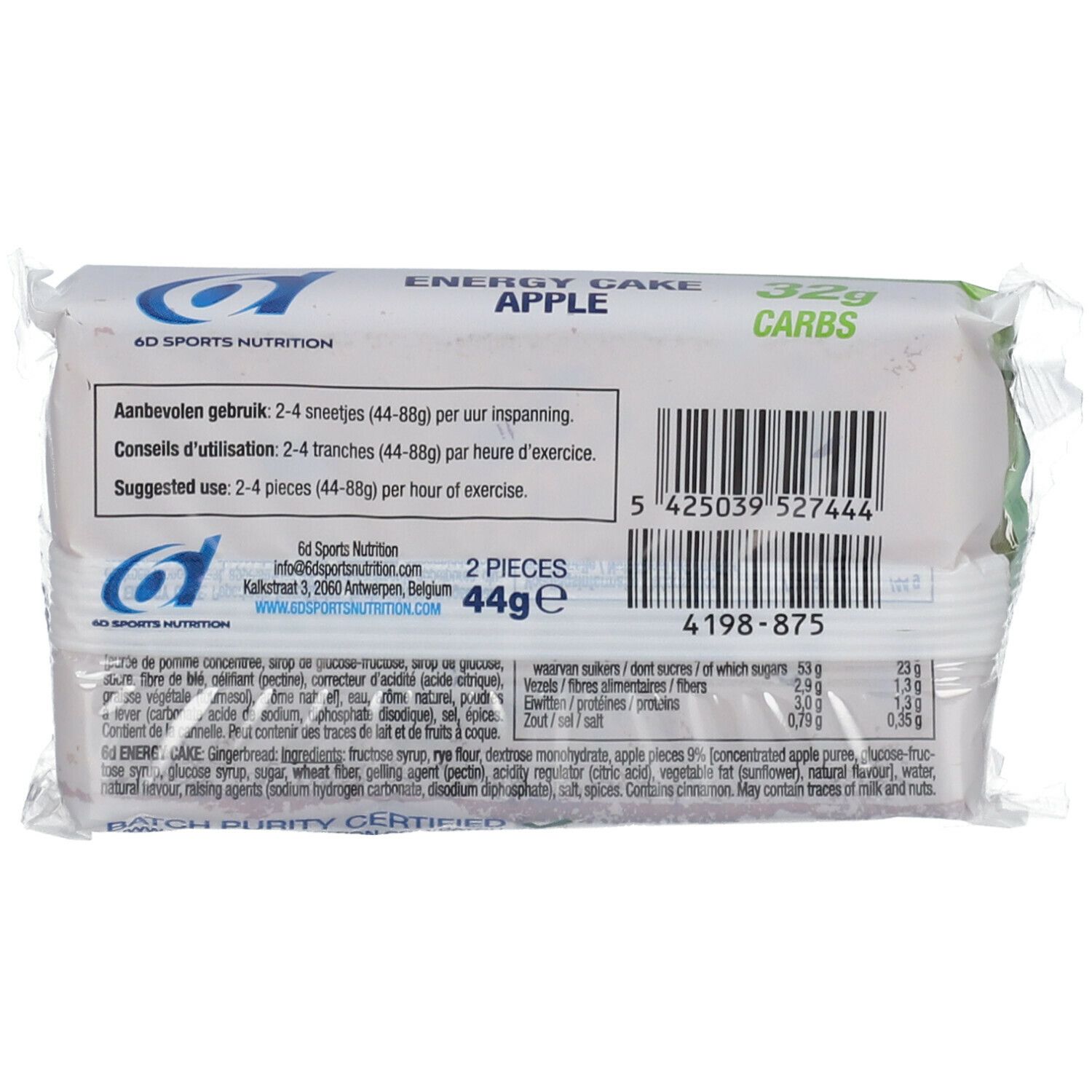 6D SPORTS NUTRITION Energy Cake - Pomme