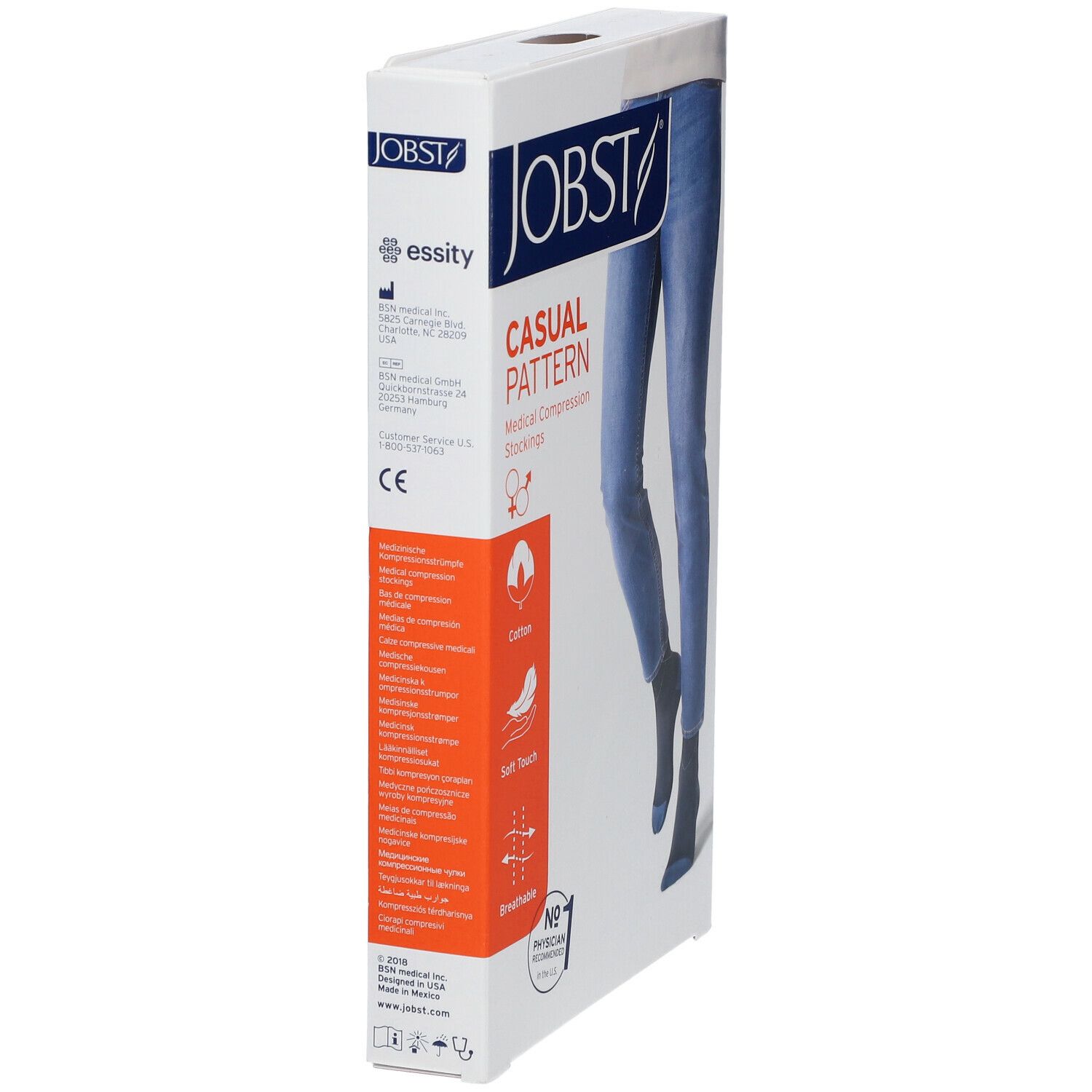 JOBST Chaussettes de Compression Casual Pattern 15-20 AD Large Bleu
