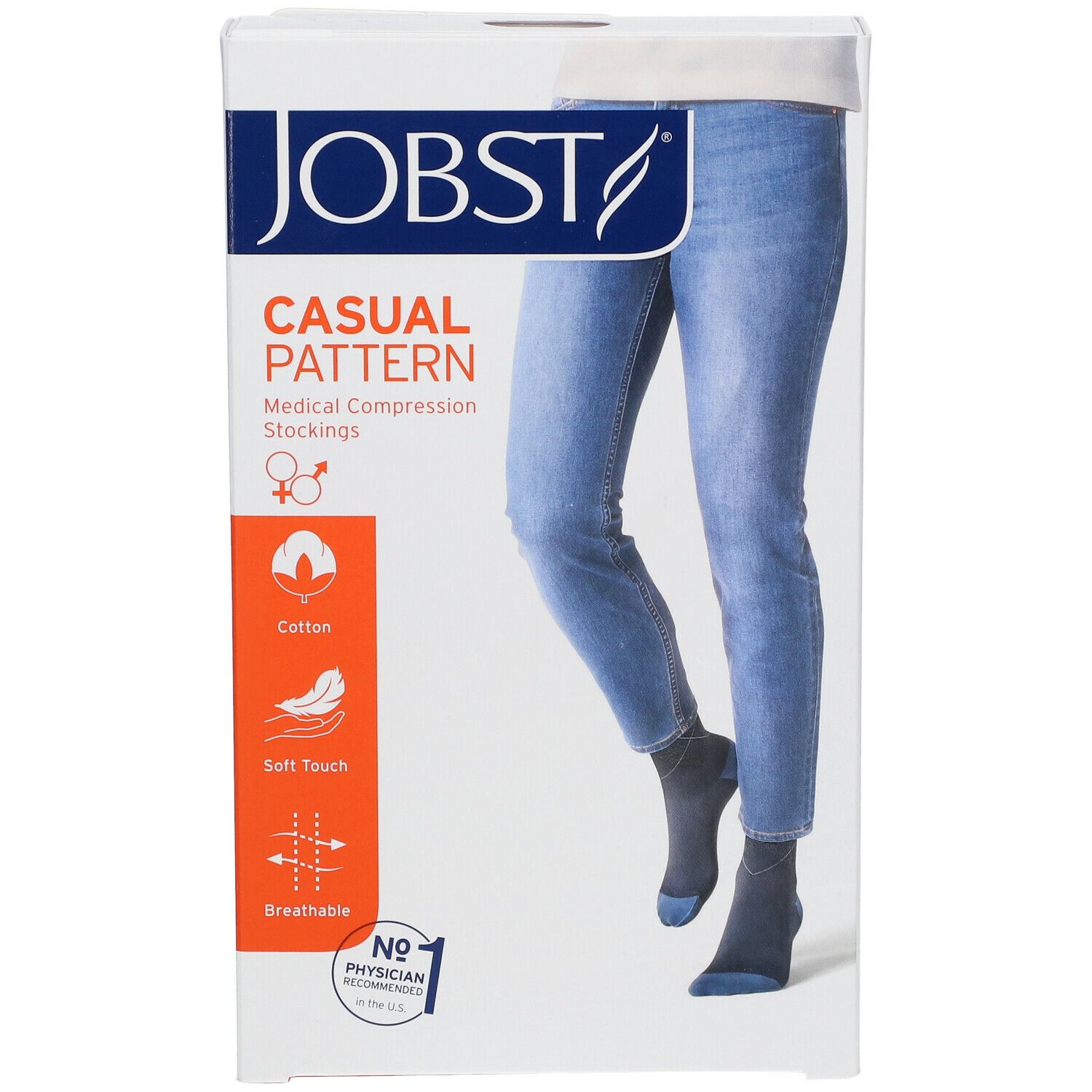 JOBST Chaussettes de Compression Casual Pattern 15-20 AD Large Bleu