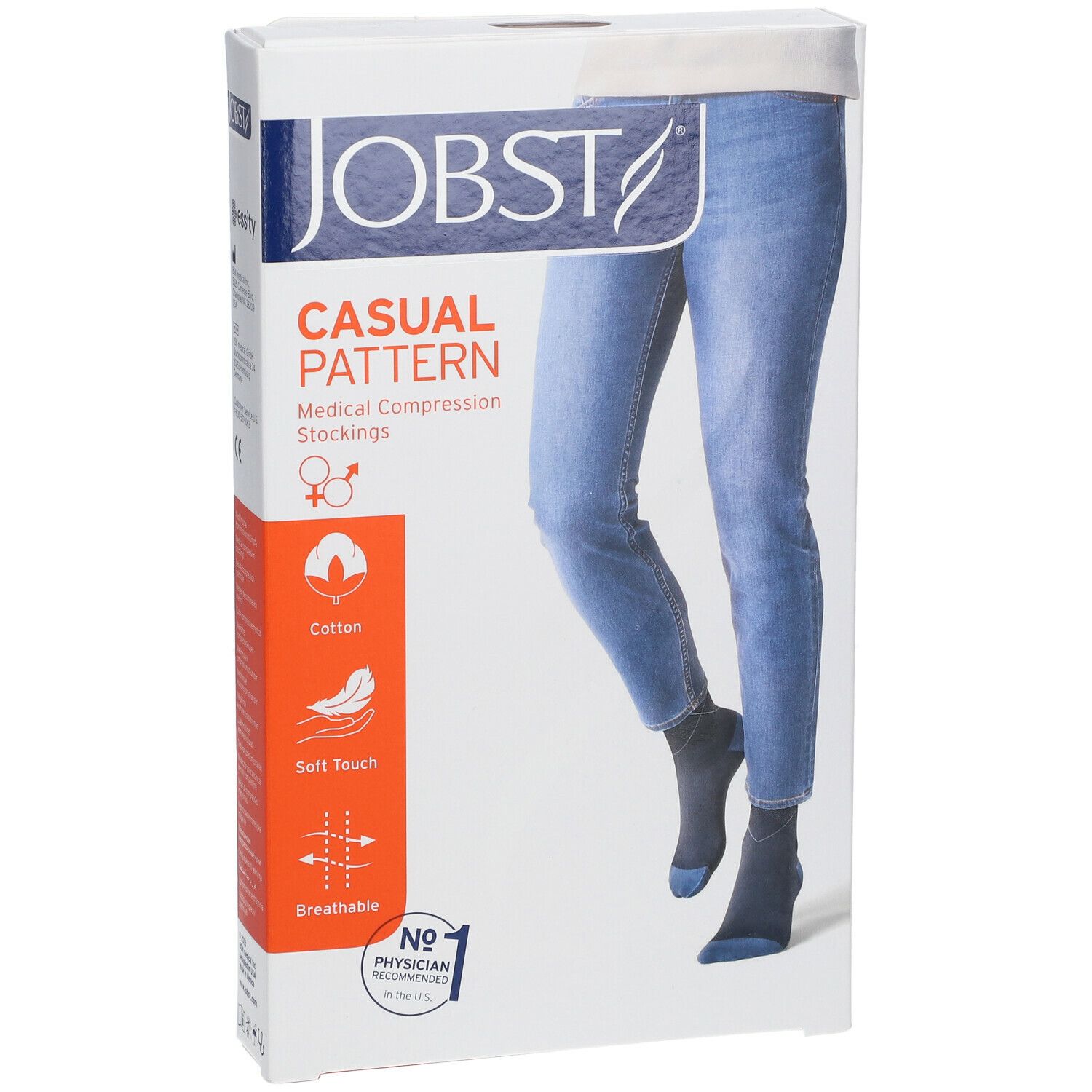 JOBST Chaussettes de Compression Casual Pattern 15-20 AD Large Bleu