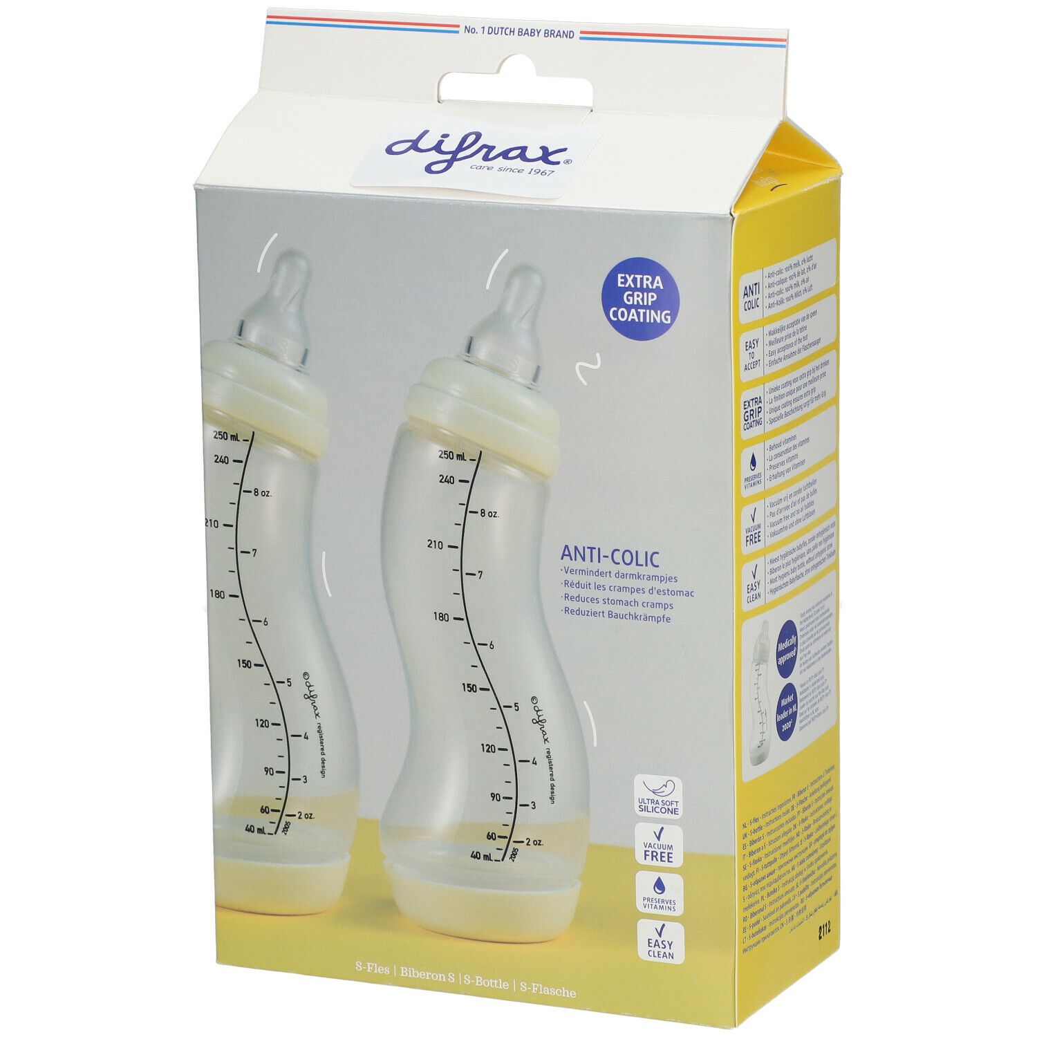 difrax® ANTI-COLIC ​Biberon S Natural 250 ml