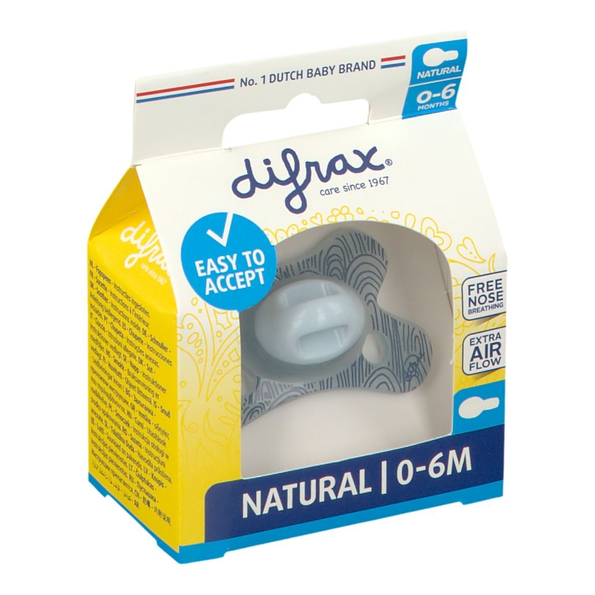 difrax® Sucette Natural 0-6 Mois - Waterfall (Couleur non sélectionnable)