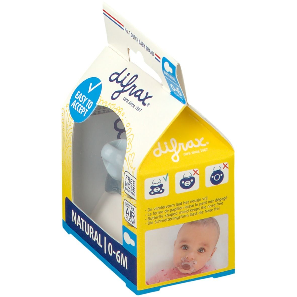 difrax® Sucette Natural 0-6 Mois - Waterfall (Couleur non sélectionnable)