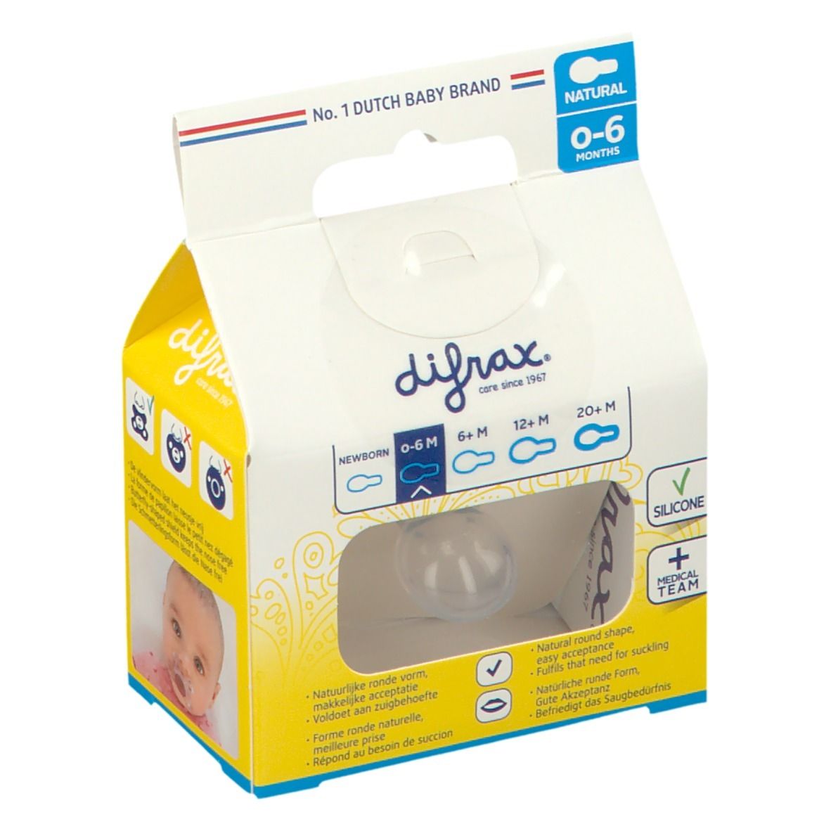 difrax® Sucette Natural 0-6 Mois - Waterfall (Couleur non sélectionnable)