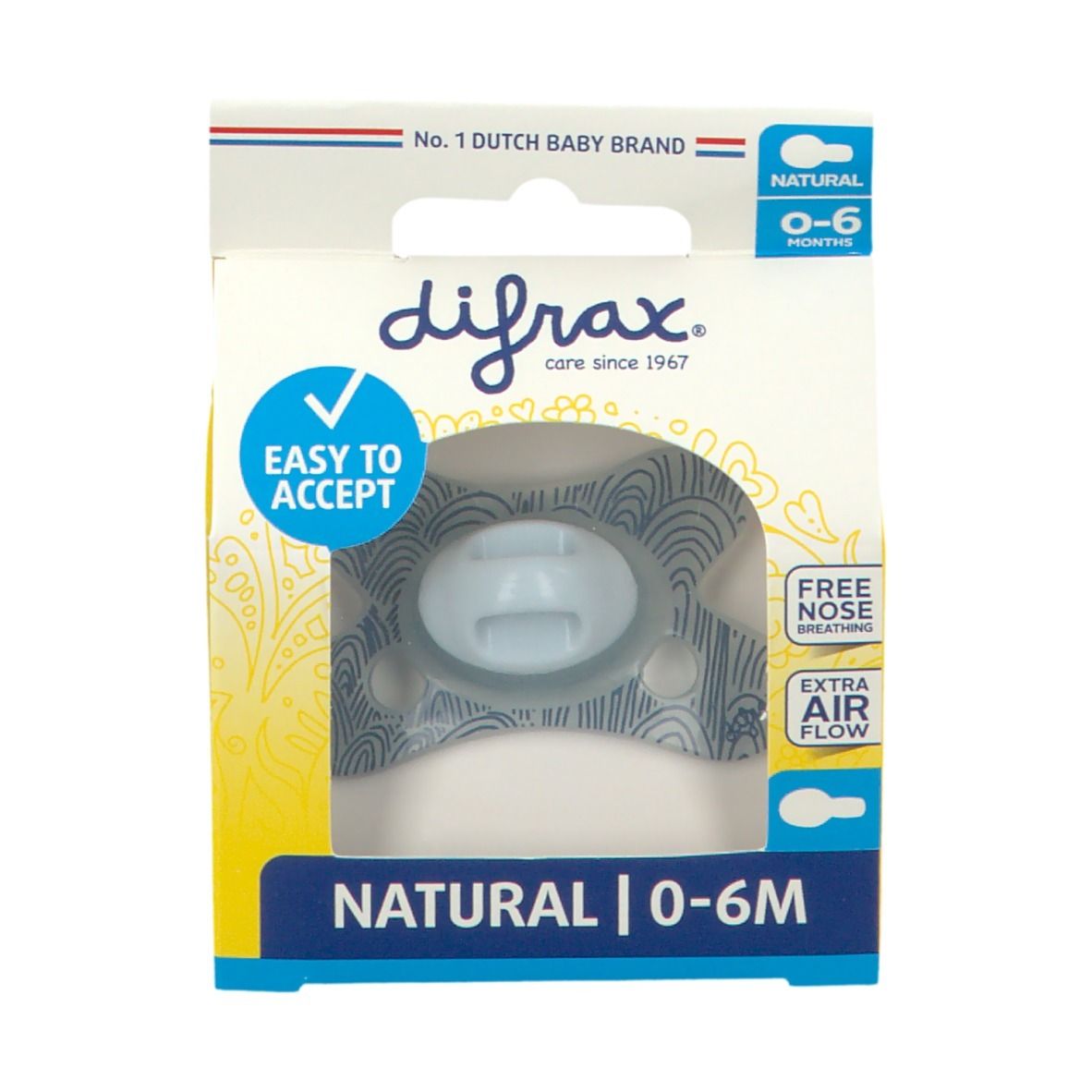 difrax® Sucette Natural 0-6 Mois - Waterfall (Couleur non sélectionnable)