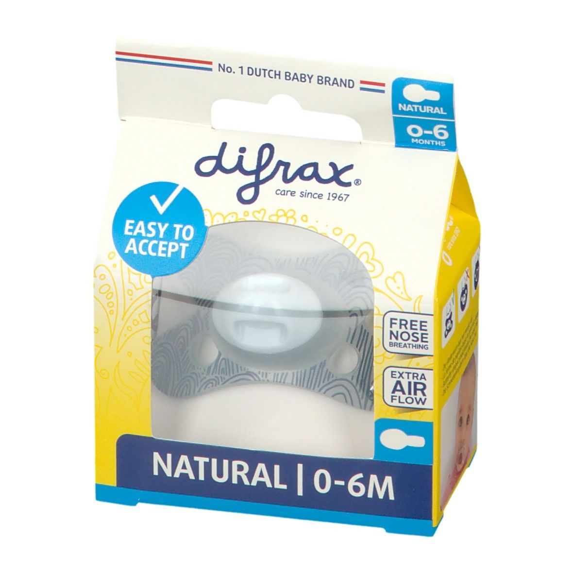 difrax® Sucette Natural 0-6 Mois - Waterfall (Couleur non sélectionnable)