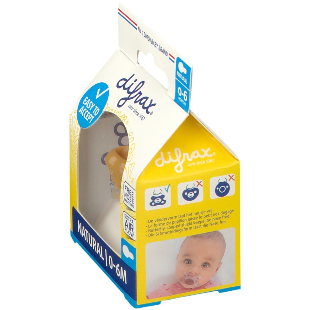 difrax® Sucette Natural 0-6 Mois - Beach (Couleur non sélectionnable)