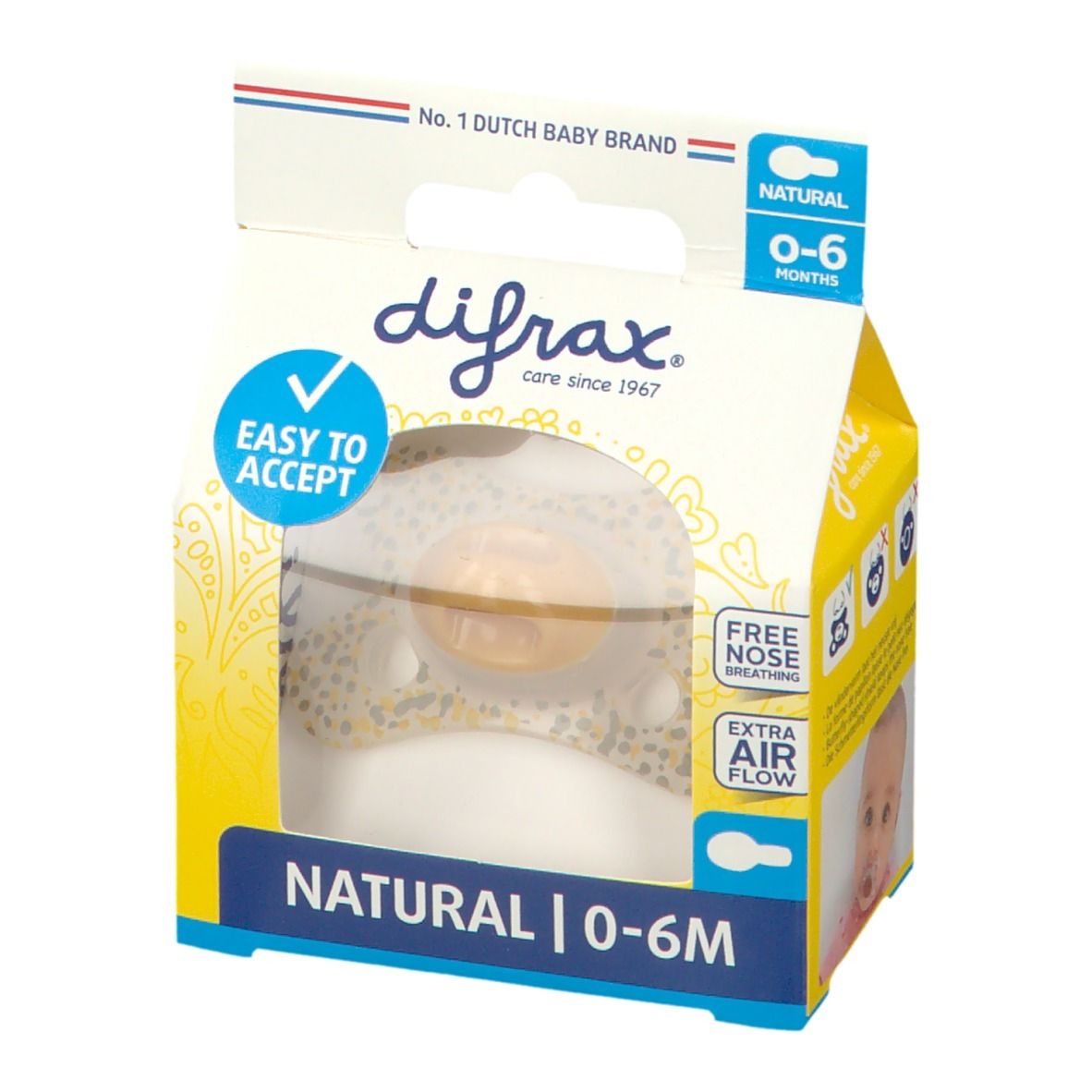 difrax® Sucette Natural 0-6 Mois - Beach (Couleur non sélectionnable)