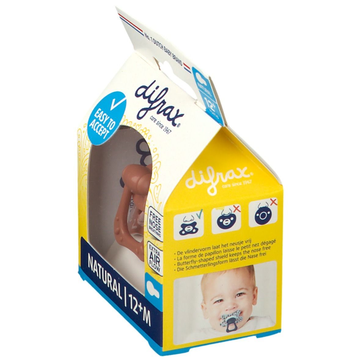 difrax® Sucette Natural +12 Mois - Swans (Couleur non sélectionnable)