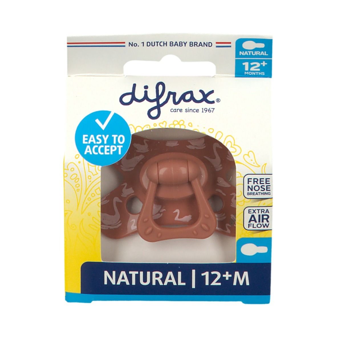 difrax® Sucette Natural +12 Mois - Swans (Couleur non sélectionnable)