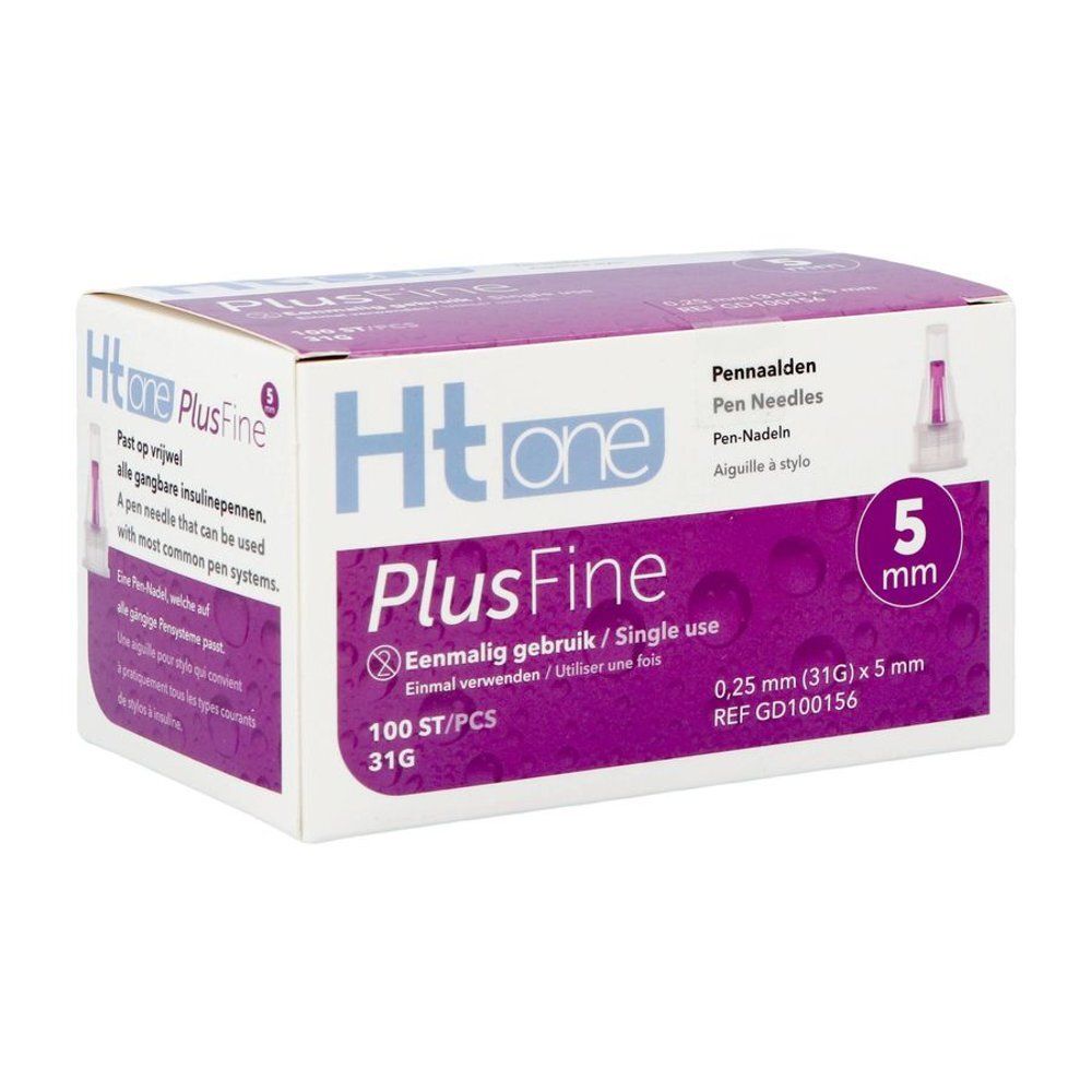 Boîte d'aiguilles pour stylos Ht one PlusFine, 5 mm, 100 pièces. Usage unique. Compatible avec la plupart des stylos.