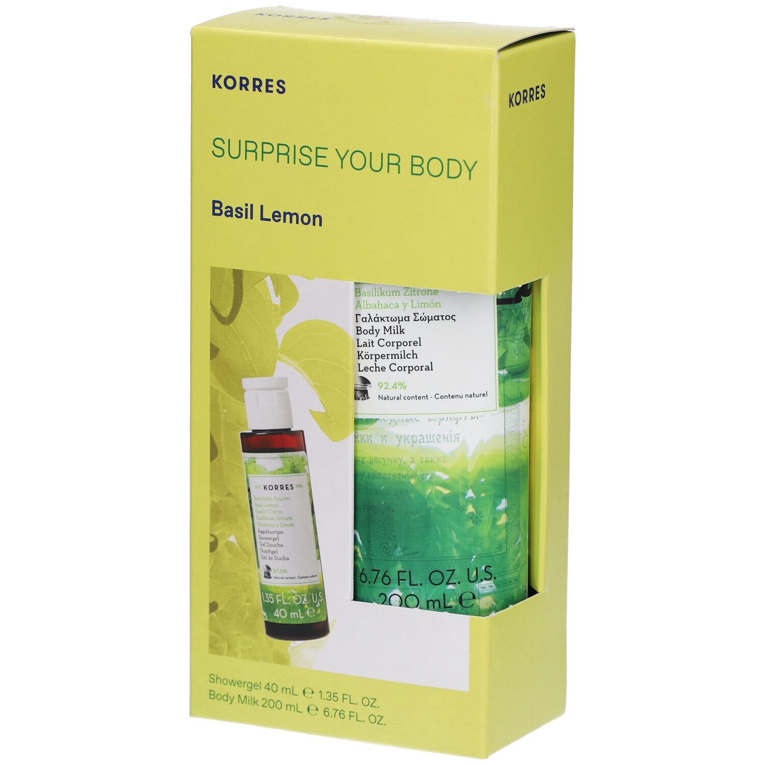 Korres Coffret Surprise your Body Basilic Citron Gel Douche + Lait Corporel