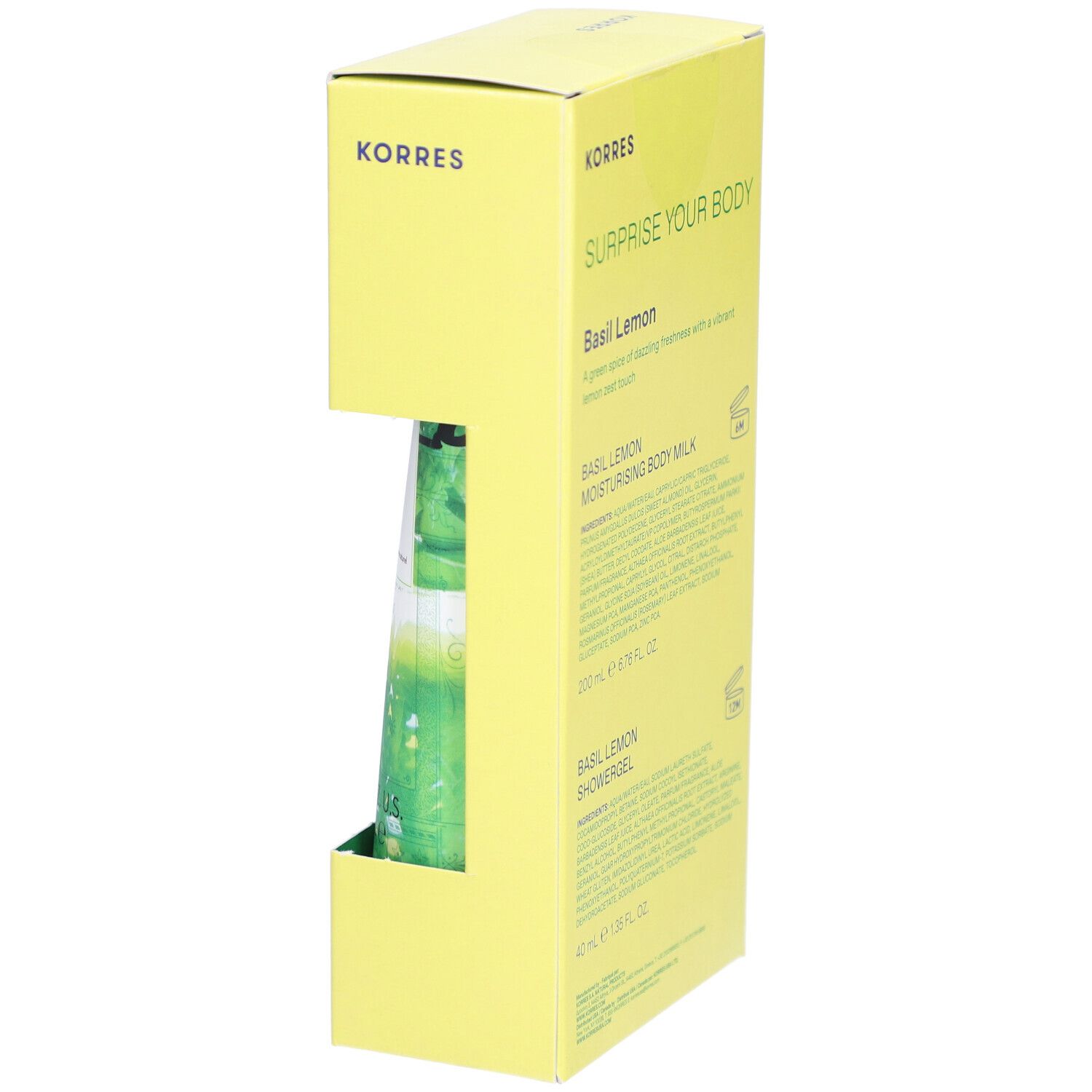 Korres Coffret Surprise your Body Basilic Citron Gel Douche + Lait Corporel