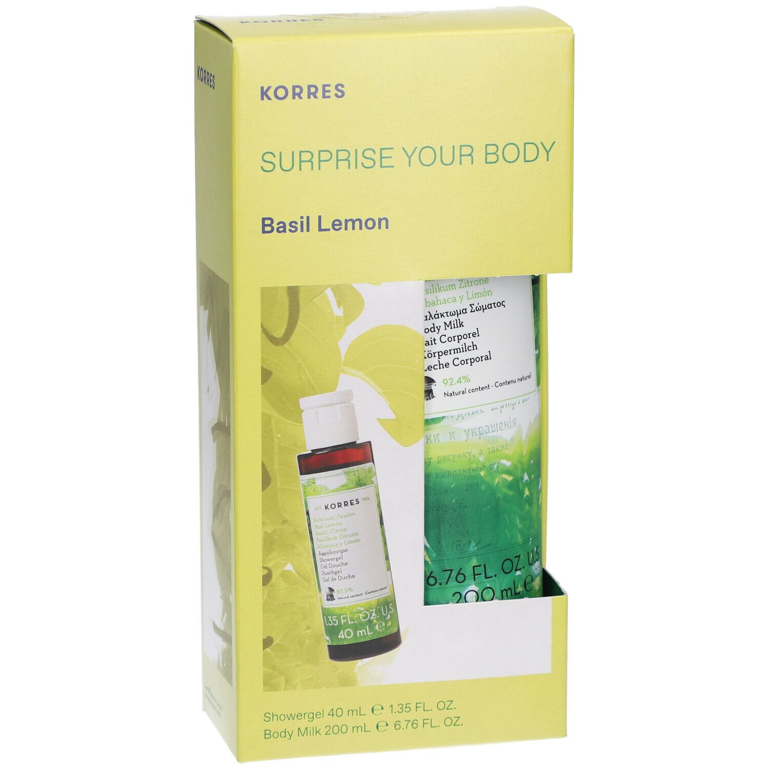 Korres Coffret Surprise your Body Basilic Citron Gel Douche + Lait Corporel