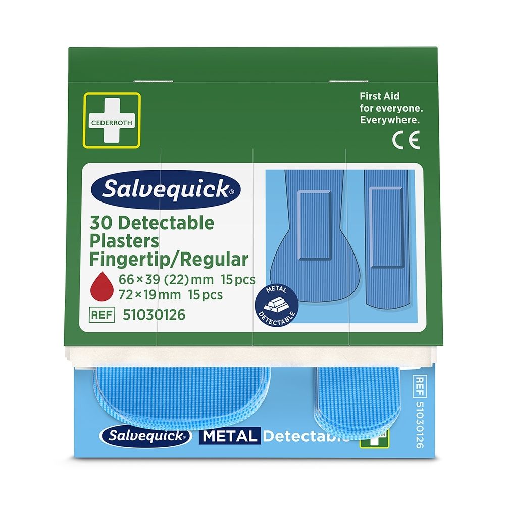 Pansements Salvequick détectables aux métaux, 6 recharges pour distributeur automatique Salvequick.