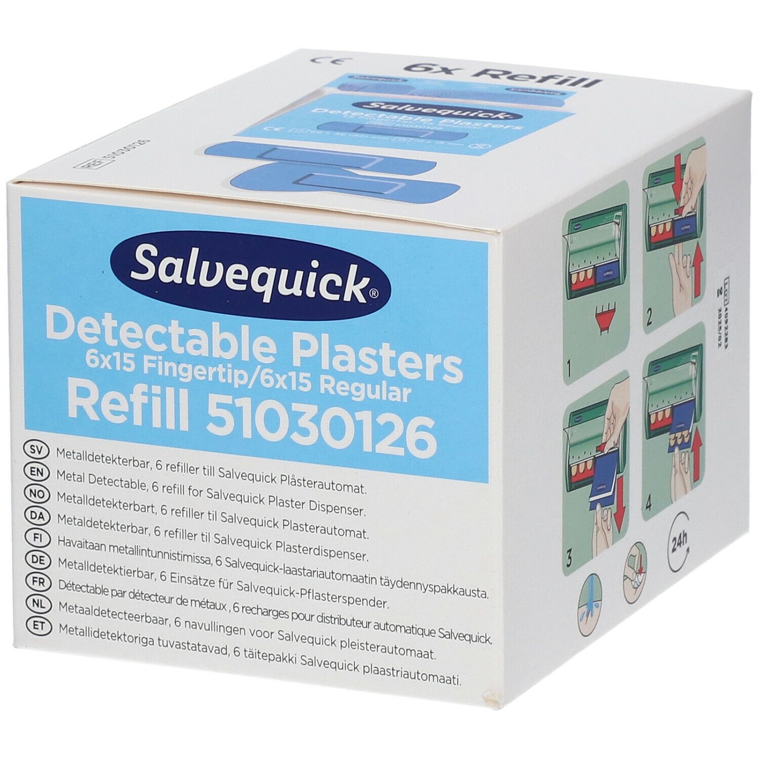 Salvequick Blue Detectable Plasters Refill 51030126