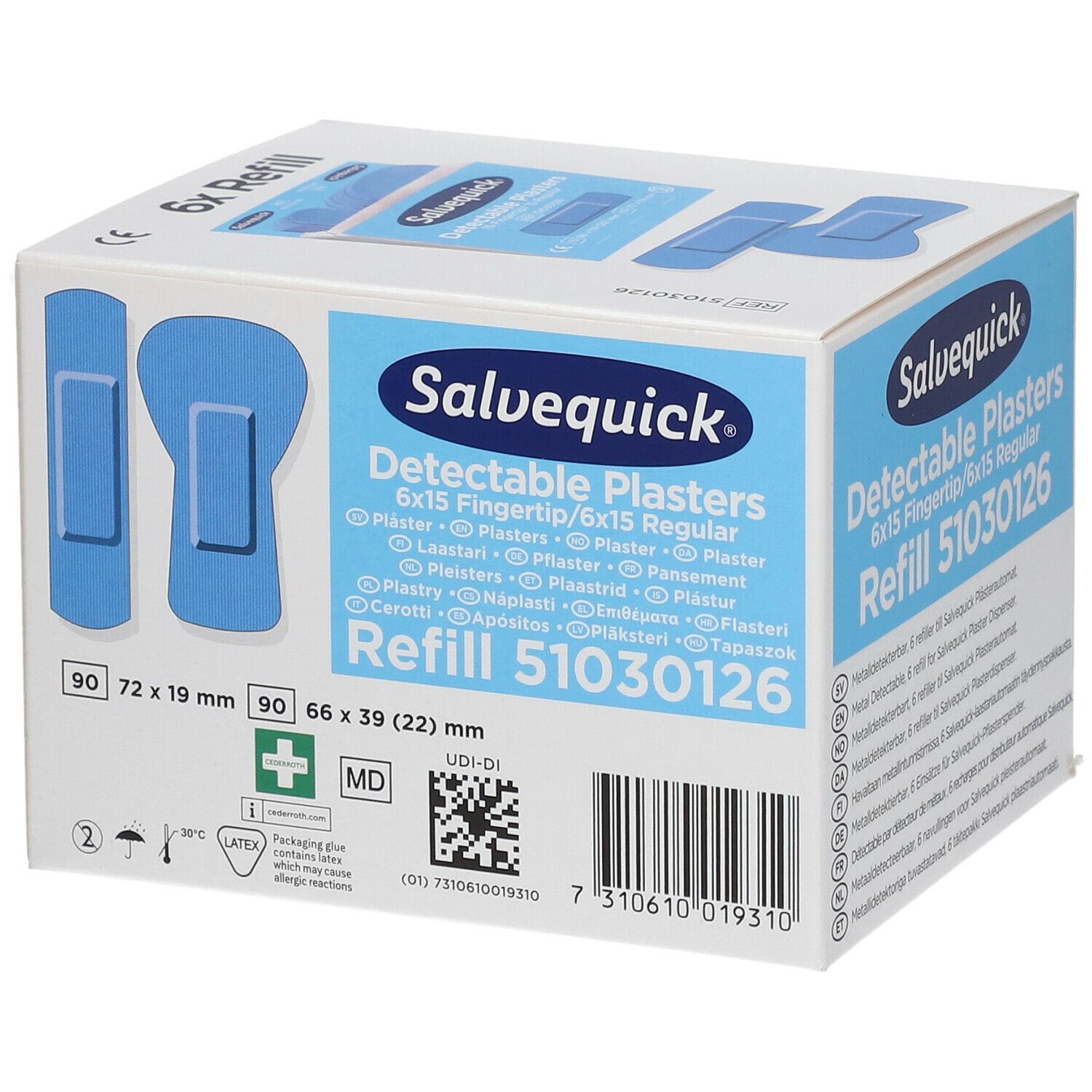 Salvequick Blue Detectable Plasters Refill 51030126
