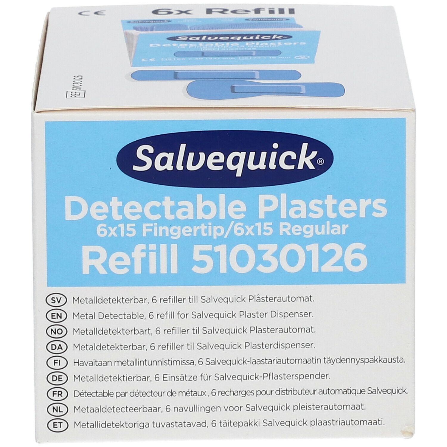 Salvequick Blue Detectable Plasters Refill 51030126