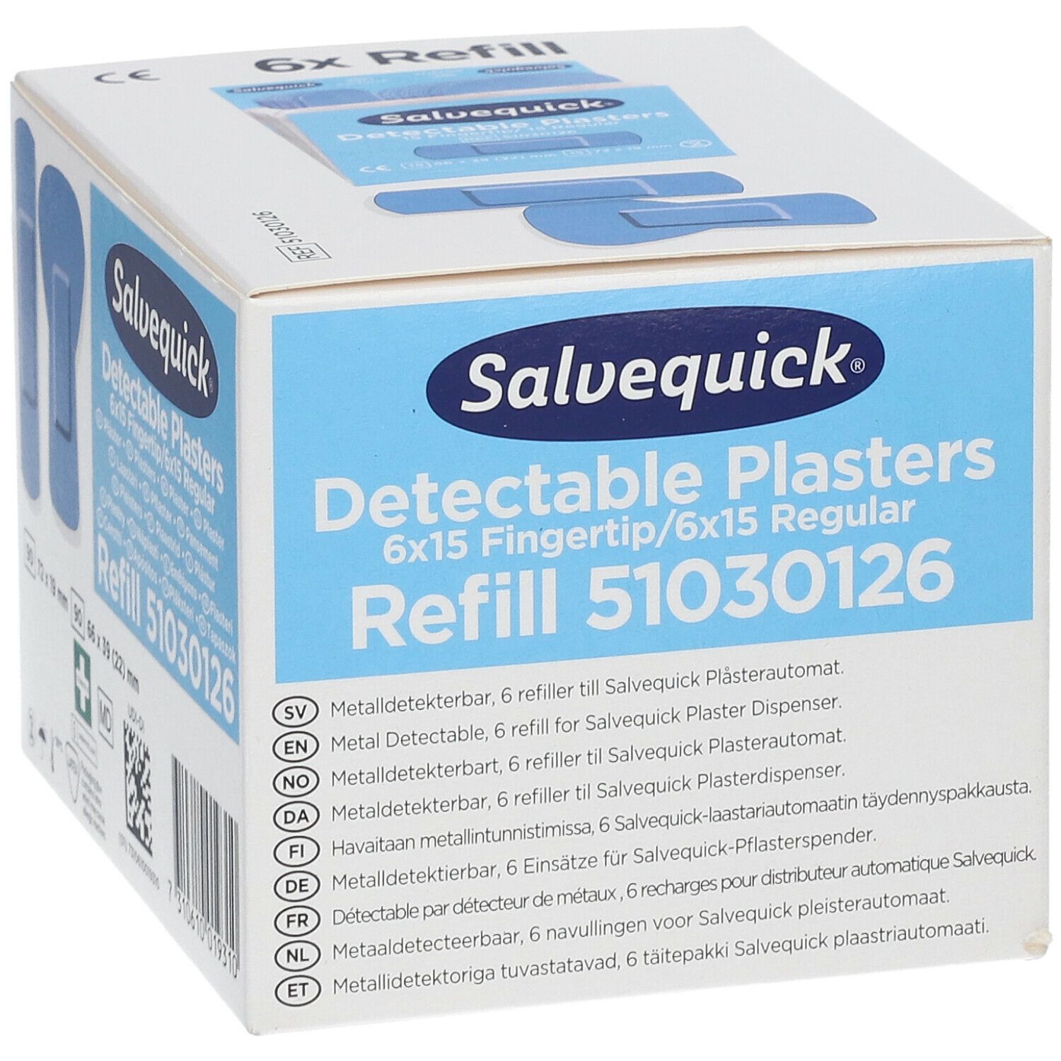 Salvequick Blue Detectable Plasters Refill 51030126