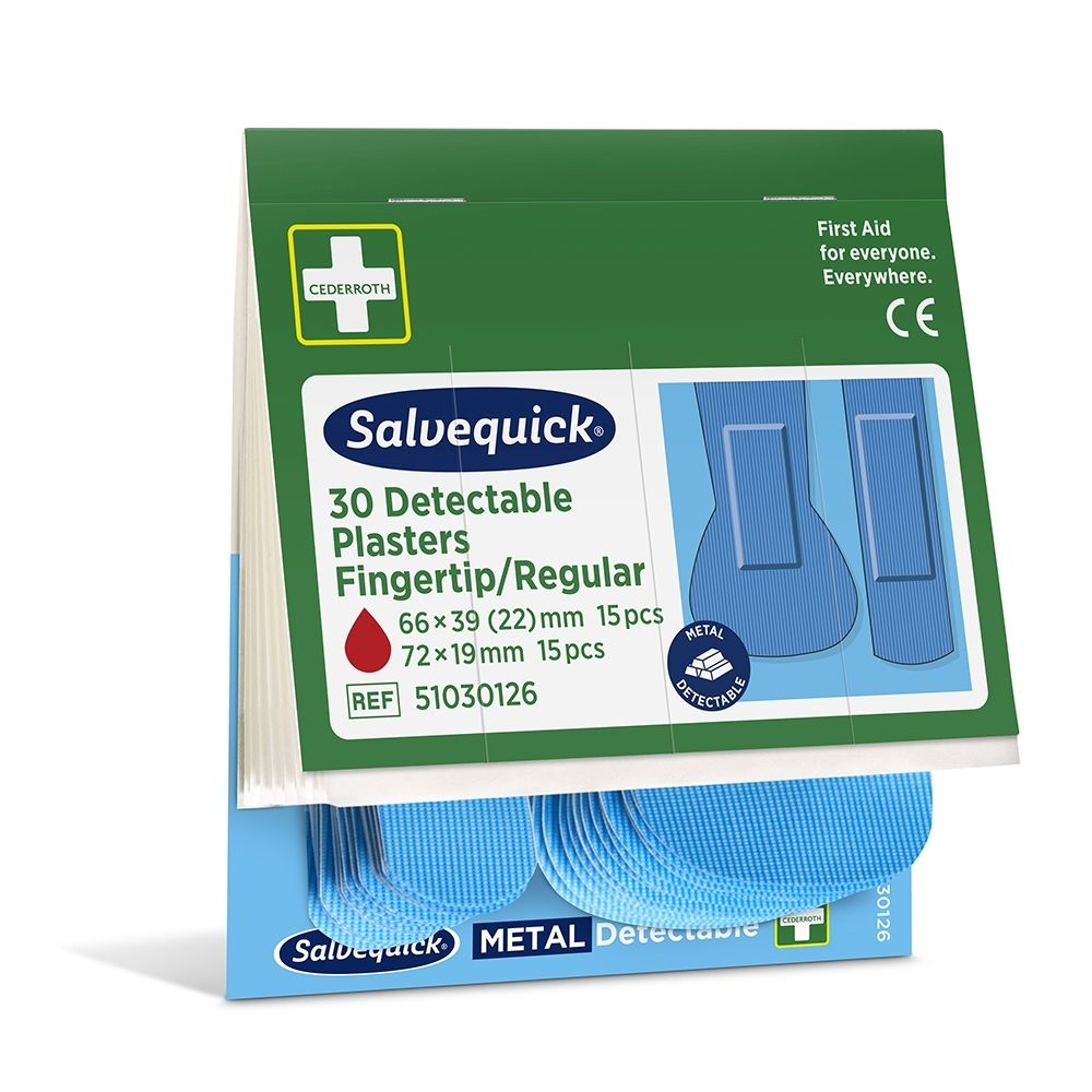 Pansements Salvequick détectables aux métaux, 6 recharges pour distributeur automatique Salvequick.