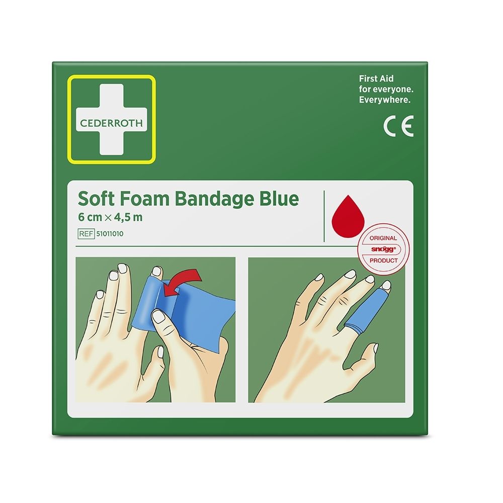 Emballage d'une bande de mousse bleue 6 cm x 4,5 m.